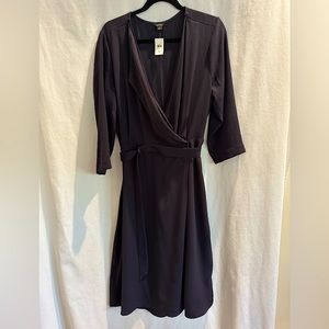 NWT ANN TAYLOR Navy Blue Wrap Dress, Size 14